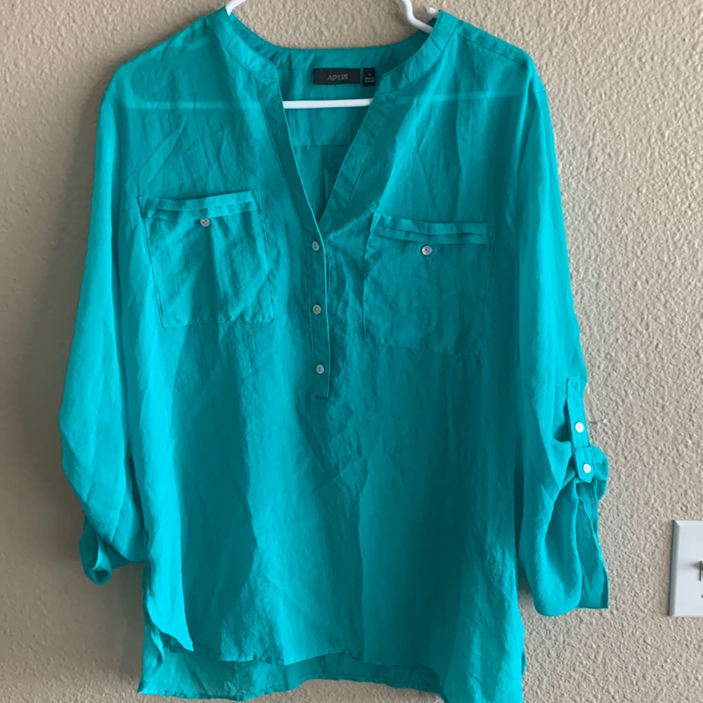 Apt. 9 Green Sheer Blouse LG